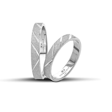 Μοντέρνες Βέρες Γάμου λευκόχρυσες με ματ και λουστρέ σχέδια. Πλάτος 3.5mm